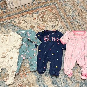 Carter's Navy and Pink Little Sister Footies
